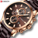 CURREN Fashion Watches Men Coffee Clock Men Quartz Wristwatch Stainless Steel Band Chronograph Watch Male Relogio Masculino