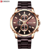CURREN Fashion Watches Men Coffee Clock Men Quartz Wristwatch Stainless Steel Band Chronograph Watch Male Relogio Masculino