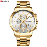 CURREN Fashion Watches Men Coffee Clock Men Quartz Wristwatch Stainless Steel Band Chronograph Watch Male Relogio Masculino
