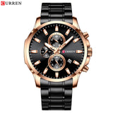 CURREN Fashion Watches Men Coffee Clock Men Quartz Wristwatch Stainless Steel Band Chronograph Watch Male Relogio Masculino