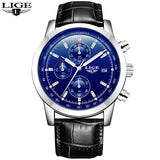 LIGE Mens Watches Top Brand Luxury Leather Casual Quartz Watch Men Military Sport Waterproof Clock Gold Watch Relogio Masculino