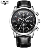 LIGE Mens Watches Top Brand Luxury Leather Casual Quartz Watch Men Military Sport Waterproof Clock Gold Watch Relogio Masculino