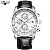LIGE Mens Watches Top Brand Luxury Leather Casual Quartz Watch Men Military Sport Waterproof Clock Gold Watch Relogio Masculino