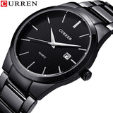 CURREN Fashion Business Calendar  Quartz Wrist Watch Stylish Men's Watch Military Waterproof Full Steel Male Clock